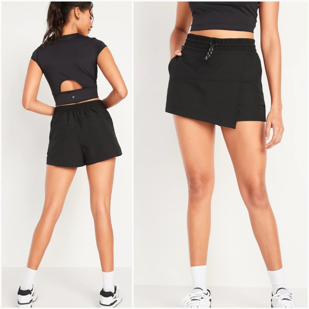 OLD NAVY L StretchTech High-Waisted Skort Black NWT Size Large